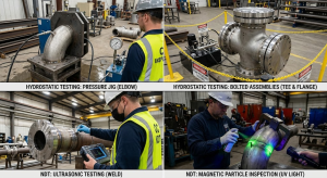 How to conduct Hydrostatic Testing and Non-Destructive Testing for Pipe Fittings when inspect in factories?